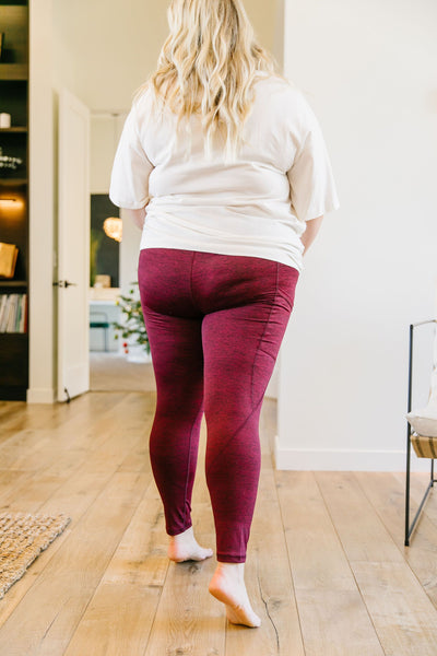 Tadasana Two-Tone Leggings In Burgundy