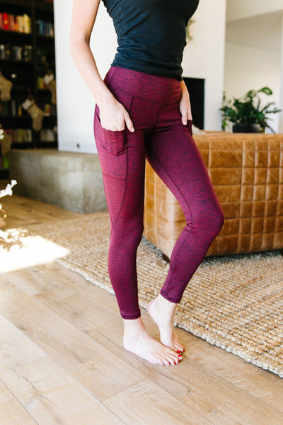 Tadasana Two-Tone Leggings In Burgundy