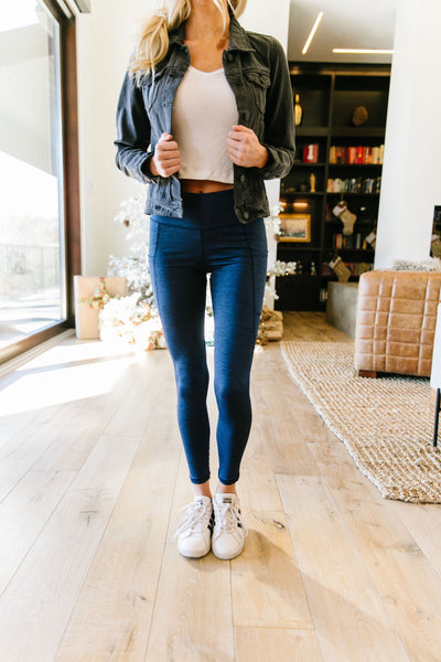 Tadasana Two-Tone Leggings In Navy