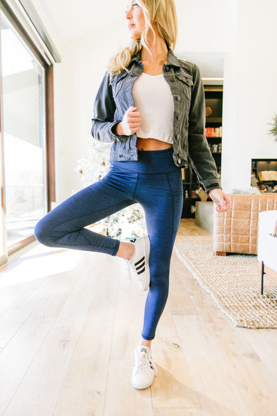 Tadasana Two-Tone Leggings In Navy