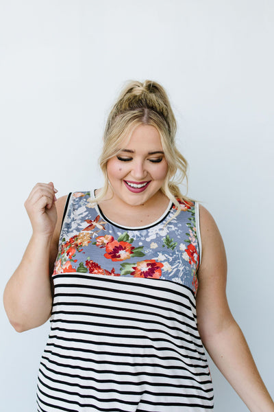 Tank Heavens Floral & Stripes Top