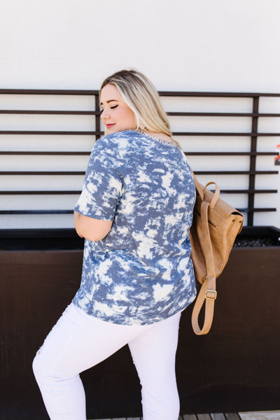 Tessa Tie Dye Top In Navy