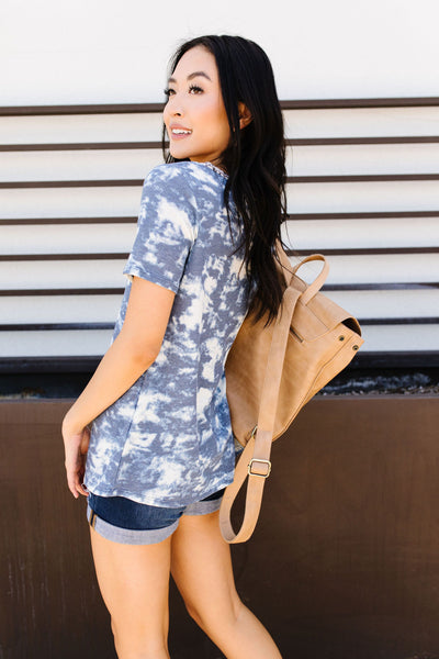 Tessa Tie Dye Top In Navy