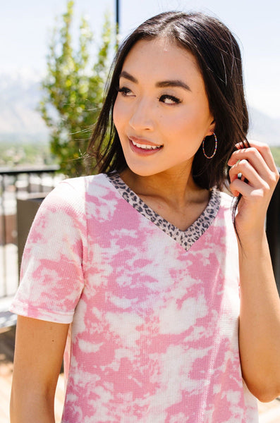 Tessa Tie Dye Top In Pink