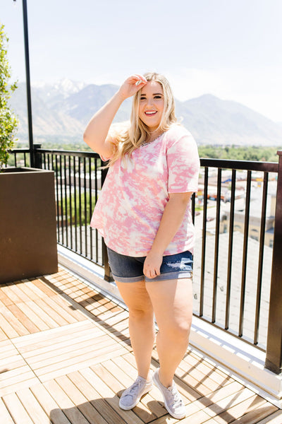 Tessa Tie Dye Top In Pink