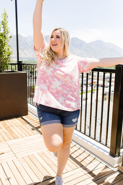 Tessa Tie Dye Top In Pink