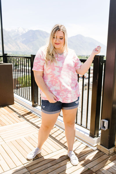 Tessa Tie Dye Top In Pink