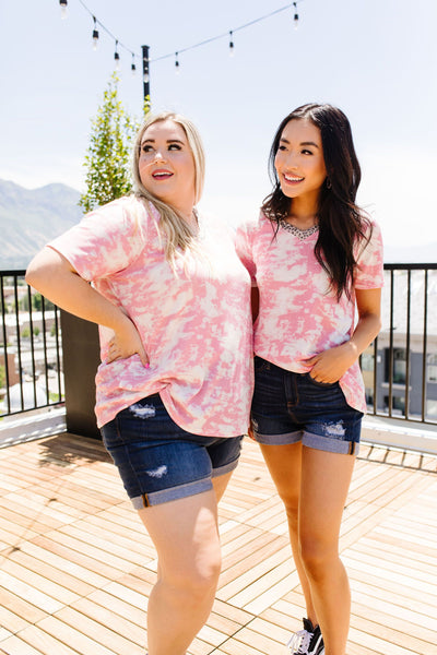 Tessa Tie Dye Top In Pink