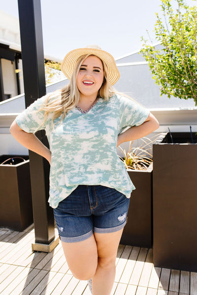 Tessa Tie Dye Top In Sage