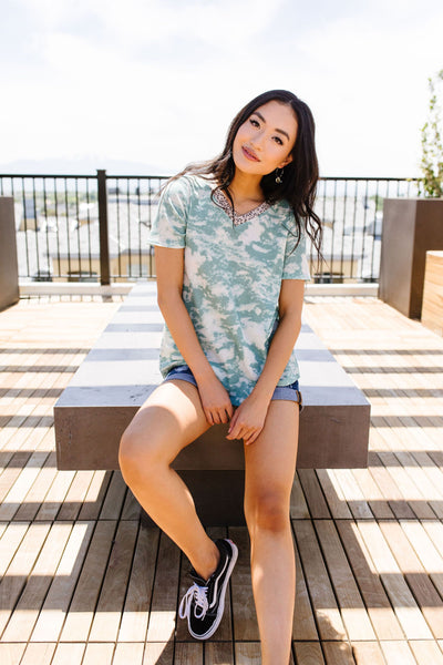 Tessa Tie Dye Top In Sage