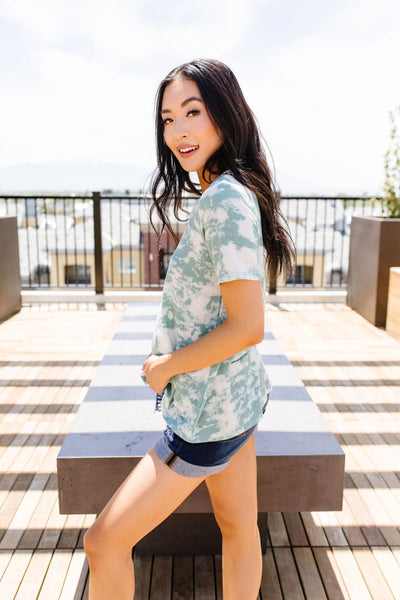 Tessa Tie Dye Top In Sage