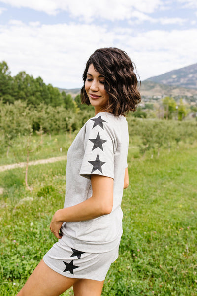 Three Star Top In Heather Gray