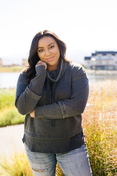 Thumbs Up Cowl Neck Pullover