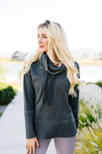 Thumbs Up Cowl Neck Pullover