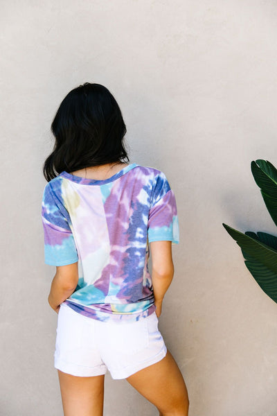 Tie Dye Swirls Top In Purple