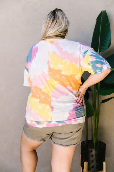 Tie Dye Swirls Top In Yellow