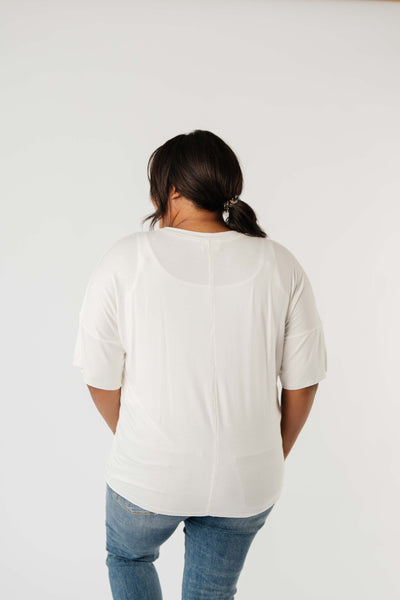 Top Stitch V-Neck In Off-White