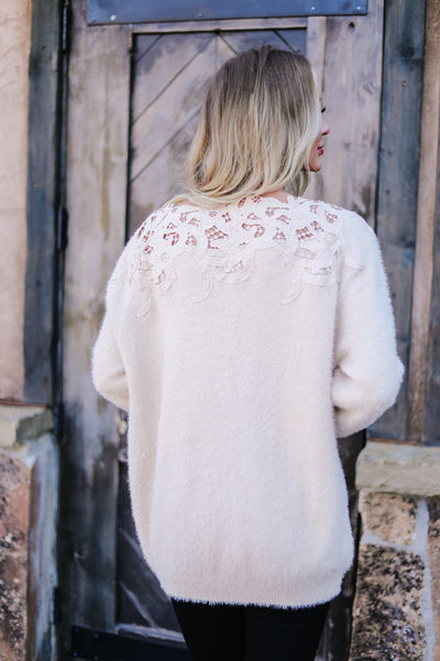 Topped With Lace Furry Sweater