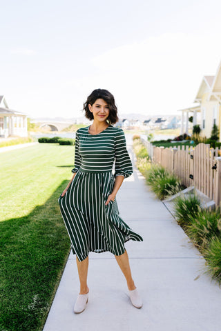 Tread Softly Striped Midi Dress