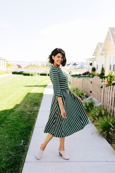 Tread Softly Striped Midi Dress