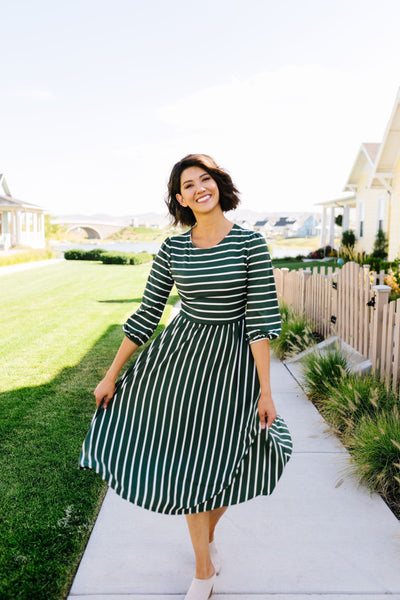 Tread Softly Striped Midi Dress