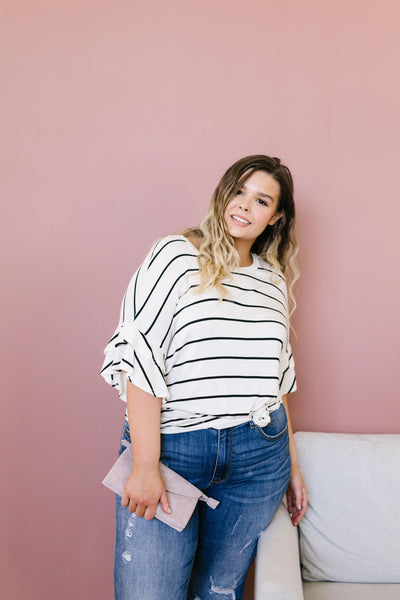 Twice As Nice Striped Top In Ivory