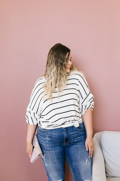 Twice As Nice Striped Top In Ivory