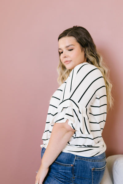 Twice As Nice Striped Top In Ivory