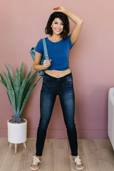 Twisted Crop Top In Navy