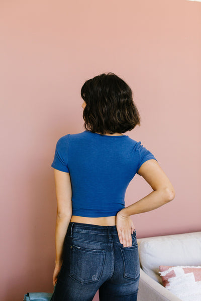 Twisted Crop Top In Navy