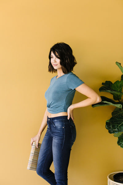 Twisted Crop Top In Teal