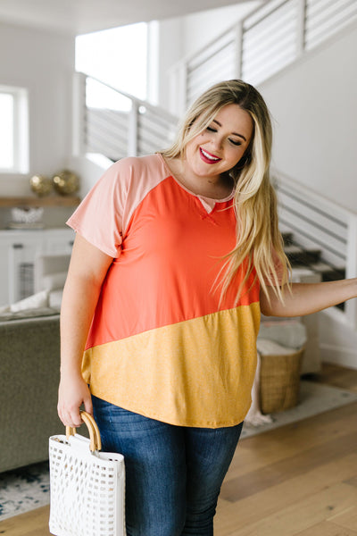 Unbalanced Colorblock Top In Yellow
