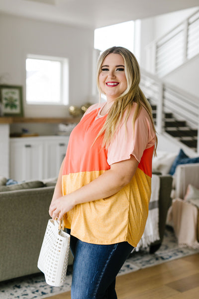 Unbalanced Colorblock Top In Yellow