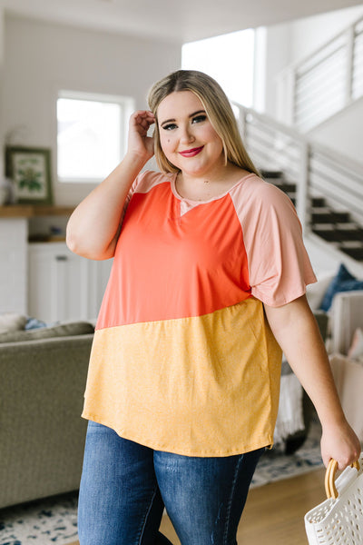 Unbalanced Colorblock Top In Yellow