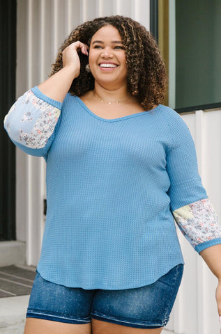 Blushing Blossom Top in Blue