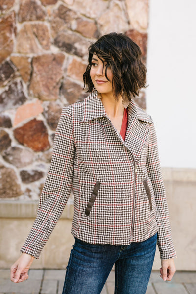 Upper Crust Houndstooth Moto Jacket