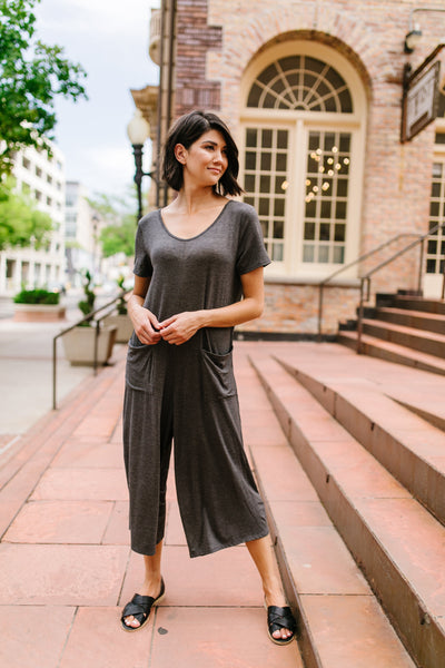 Ups and Downs Jumpsuit In Charcoal