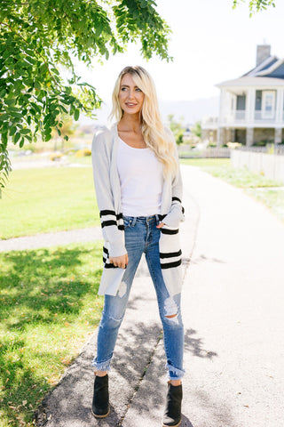 Varsity Blues Striped Cardigan