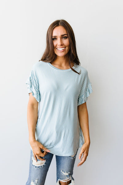 Vertical Horizon Striped Top In Blue