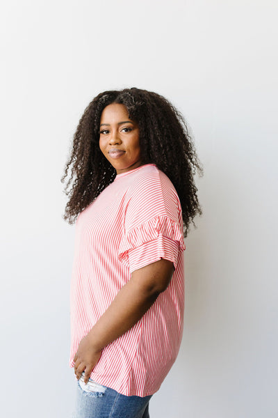 Vertical Horizon Striped Top In Coral