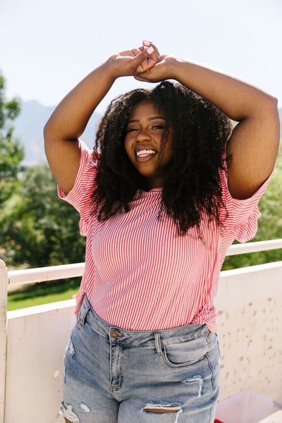 Vertical Horizon Striped Top In Coral