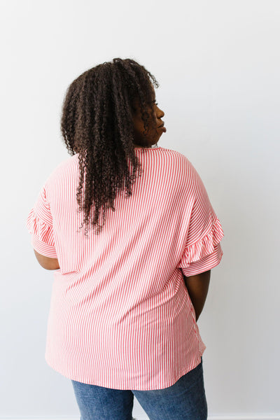 Vertical Horizon Striped Top In Coral
