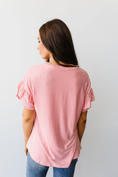 Vertical Horizon Striped Top In Coral