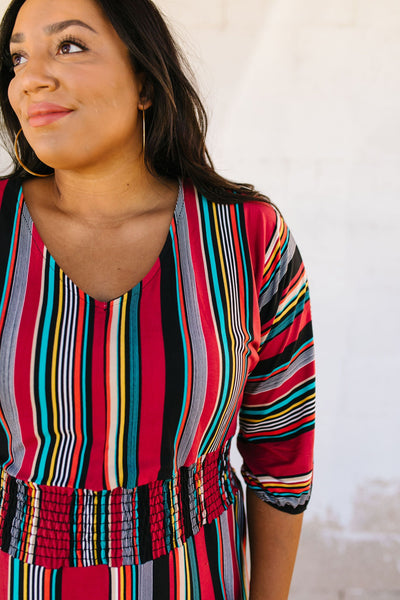 Vibrant Stripes Midi Dress