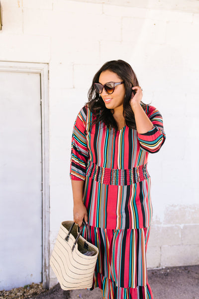 Vibrant Stripes Midi Dress