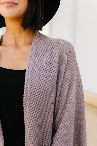 Waffle Knit Slouchy Cardi In Taupe