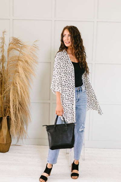 White & Black Spotted Kimono