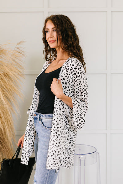 White & Black Spotted Kimono