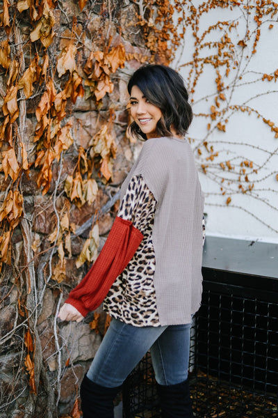 Wild Side Waffle Knit Top