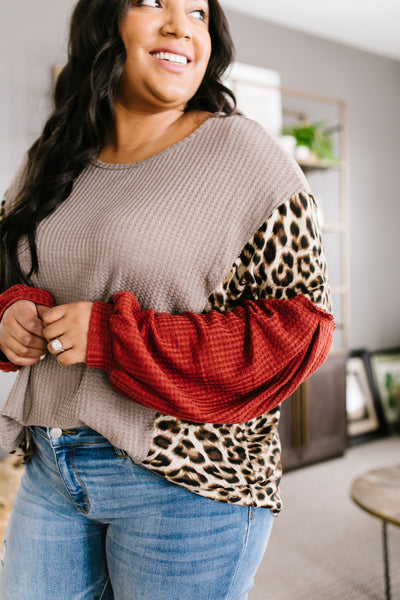 Wild Side Waffle Knit Top